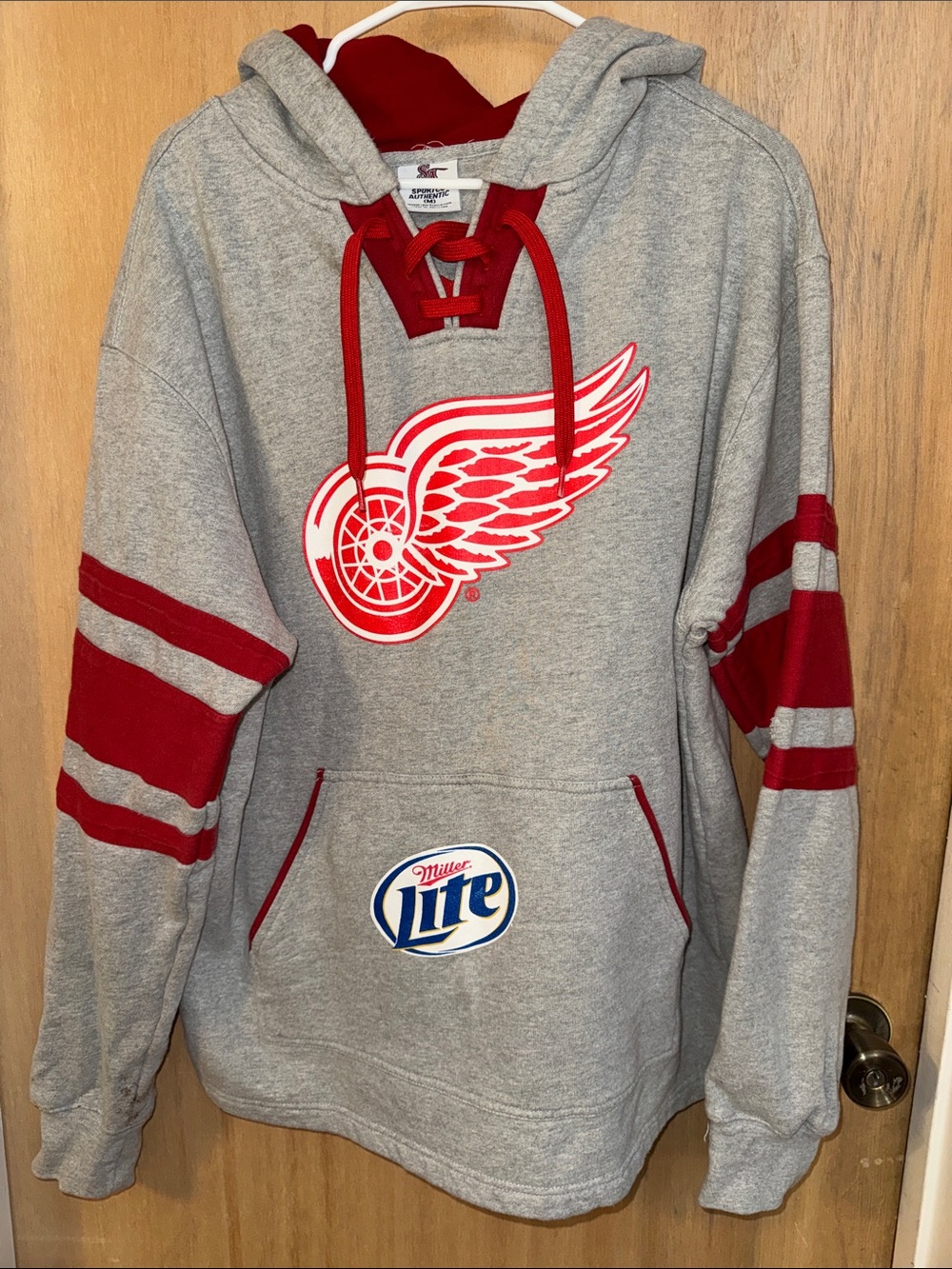 Sportco Authentic Detroit Red Wings LaceHooded Multi-Brand Hoodie Sweatshirt Me
